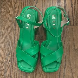 Offi Green Heeled Sandals with Ankle Strap
